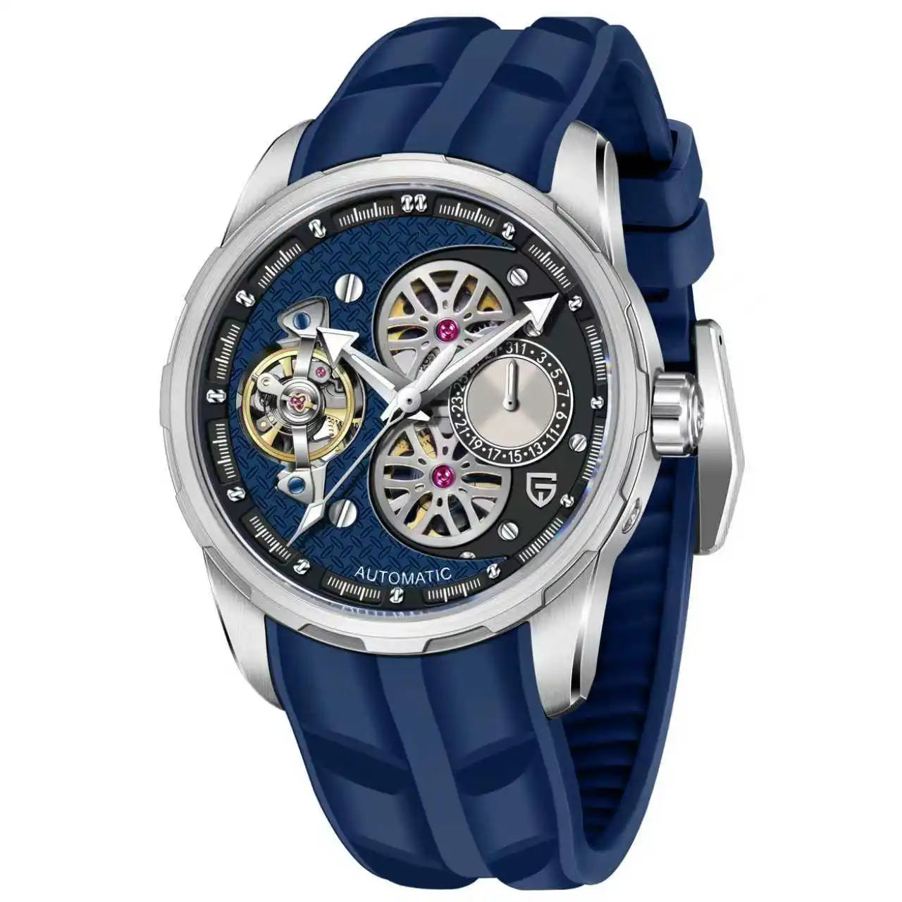 Giorgio Mareno CYRAVOX smart watch with black strap and digital display showing time and notifications.