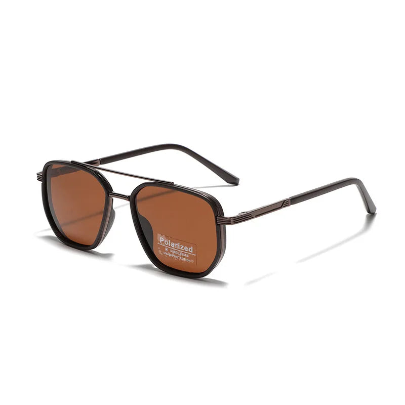 2026 Brand New Luxury Designer TR90 Polarized Sunglasses for Men, Retro Style Metal Square Shades, Outdoor Driving UV400 Glasses GIORGIO MARENO