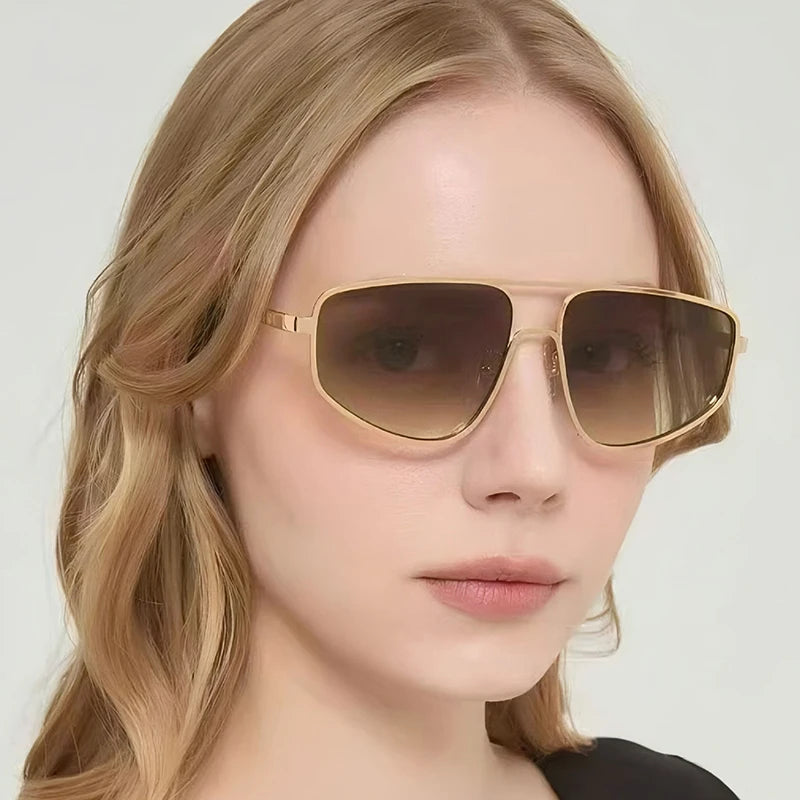 SHAUNA Retro Metal Double Bridges Square Sunglasses Women Fashion Clear Gradient Men Shades UV400 Cat Eye Sun Glasses GIORGIO MARENO