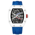 Skeleton tonneau sport watch by GIORGIO MARENO featuring a skeleton dial and sporty design in a tonneau-shaped stainless steel case.