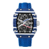 Skeleton tonneau sport watch by Giorgio Mareno featuring a skeleton dial and sporty design in a tonneau-shaped case.