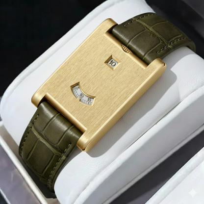 Rectangular DRYLAXO VX-580 dress watch by GIORGIO MARENO with a sleek design and elegant hour markers on a stylish strap.