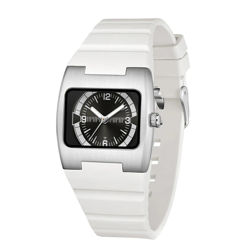 Giorgio Mareno NOVRYX luxury watch with black dial, stainless steel case, and leather strap displayed on a white background.