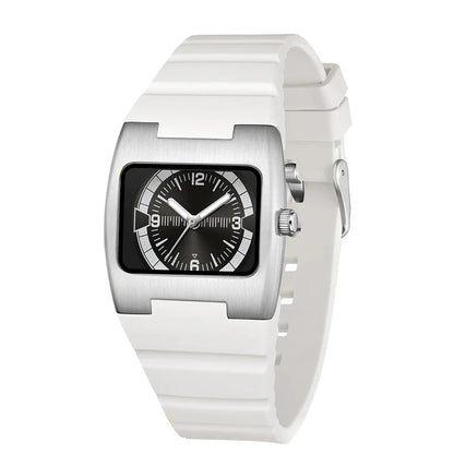 Giorgio Mareno NOVRYX luxury watch with black dial, stainless steel case, and leather strap displayed on a white background.