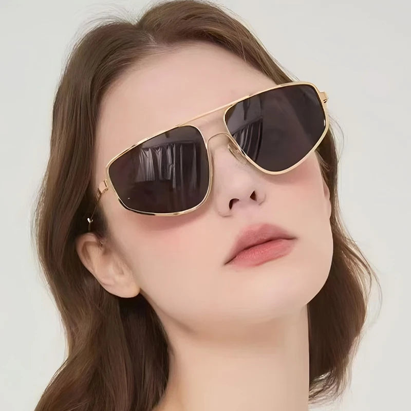 SHAUNA Retro Metal Double Bridges Square Sunglasses Women Fashion Clear Gradient Men Shades UV400 Cat Eye Sun Glasses GIORGIO MARENO