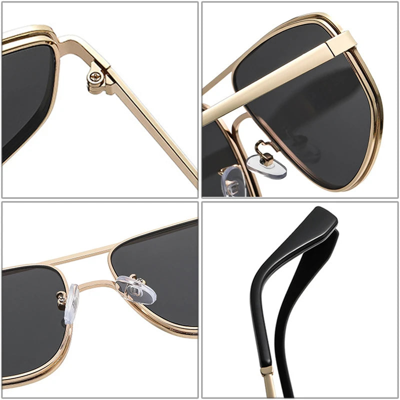 SHAUNA Retro Metal Double Bridges Square Sunglasses Women Fashion Clear Gradient Men Shades UV400 Cat Eye Sun Glasses GIORGIO MARENO